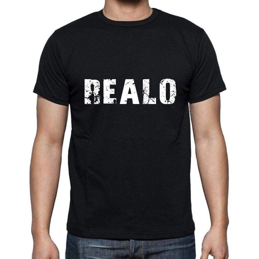 Realo Mens Short Sleeve Round Neck T-Shirt 5 Letters Black Word 00006 - Casual