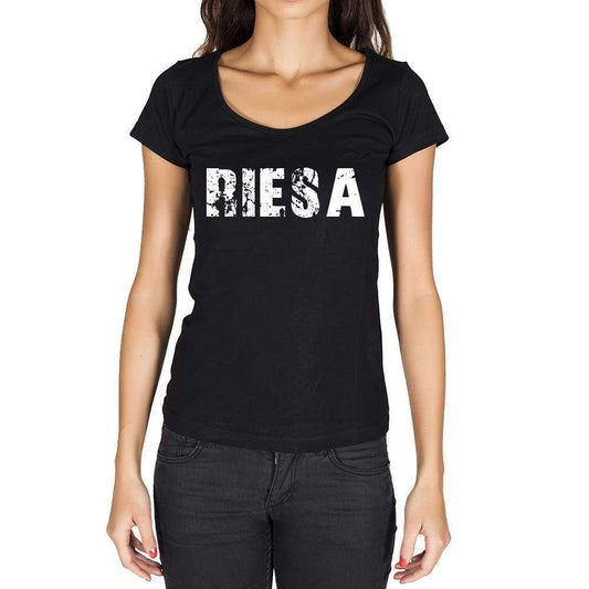 Riesa German Cities Black Womens Short Sleeve Round Neck T-Shirt 00002 - Casual