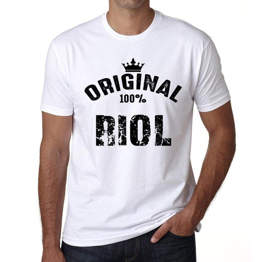 Riol 100% German City White Mens Short Sleeve Round Neck T-Shirt 00001 - Casual