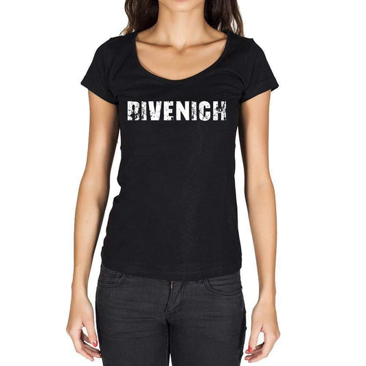 Rivenich German Cities Black Womens Short Sleeve Round Neck T-Shirt 00002 - Casual