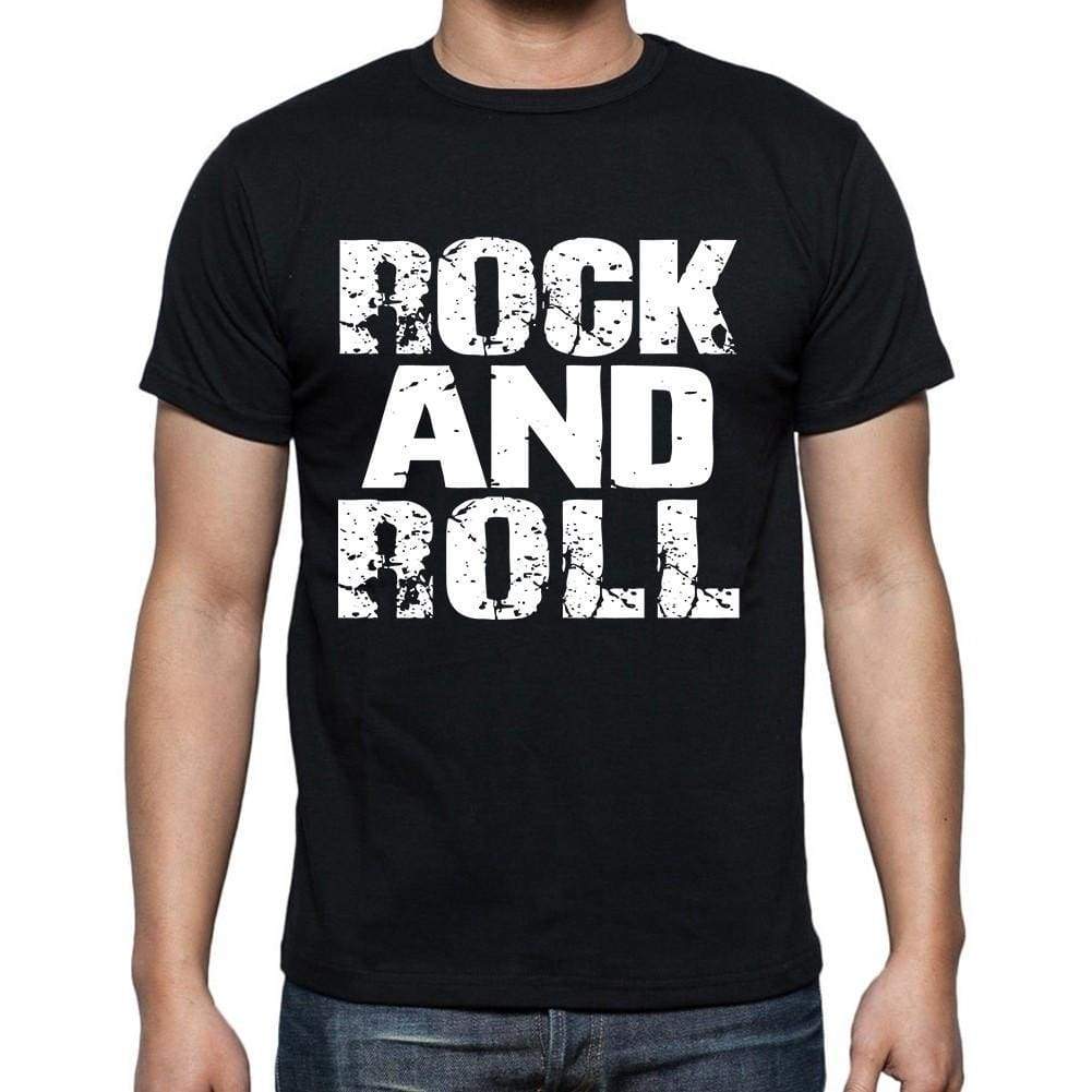 Rock And Roll White Letters Mens Short Sleeve Round Neck T-Shirt 00007