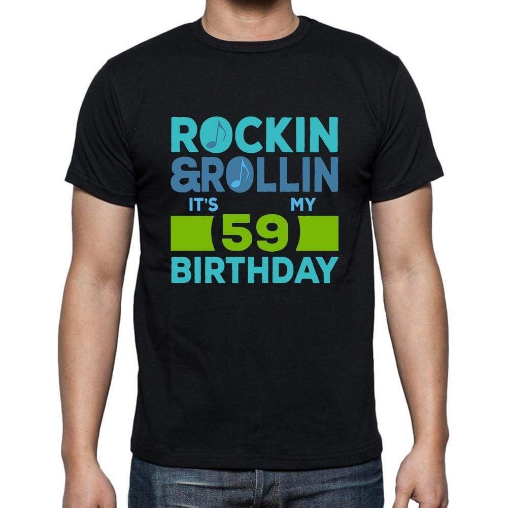 Rockin&rollin 59 Black Mens Short Sleeve Round Neck T-Shirt Gift T-Shirt 00340 - Black / S - Casual