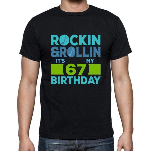 Rockin&rollin 67 Black Mens Short Sleeve Round Neck T-Shirt Gift T-Shirt 00340 - Black / S - Casual