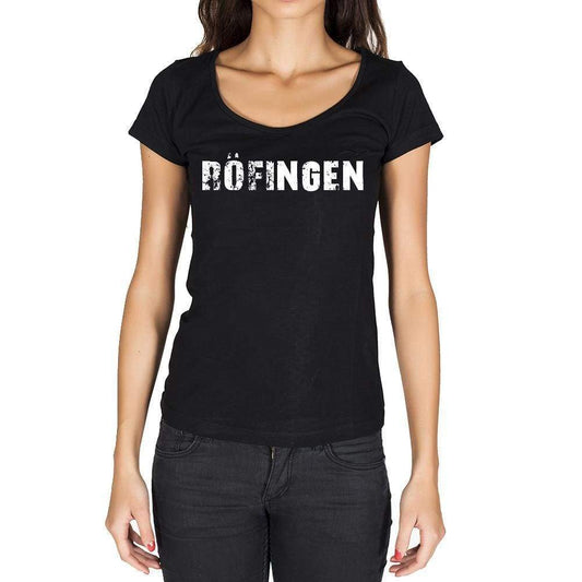 Röfingen German Cities Black Womens Short Sleeve Round Neck T-Shirt 00002 - Casual