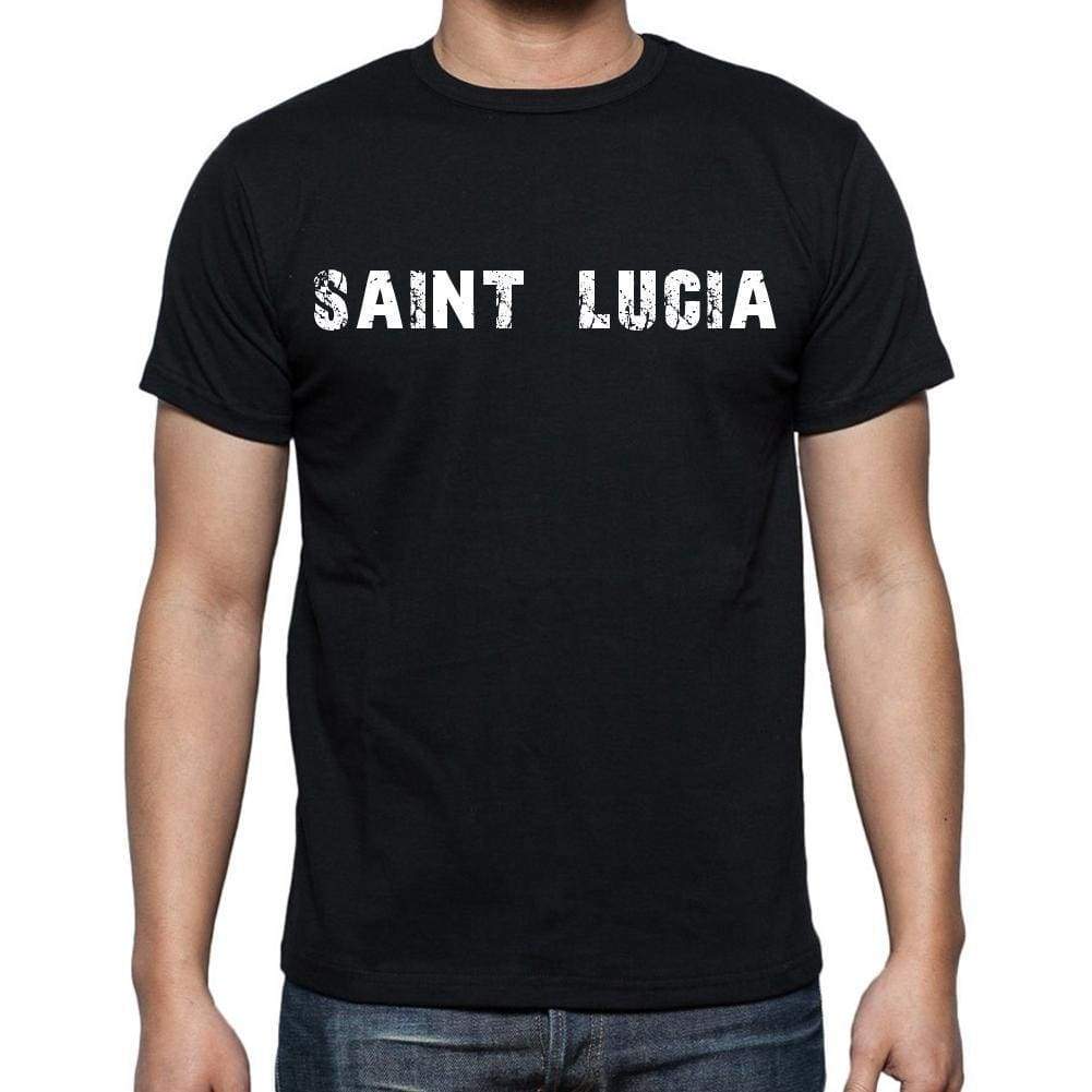 Saint Lucia T-Shirt For Men Short Sleeve Round Neck Black T Shirt For Men - T-Shirt