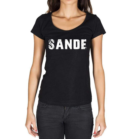 Sande German Cities Black Womens Short Sleeve Round Neck T-Shirt 00002 - Casual