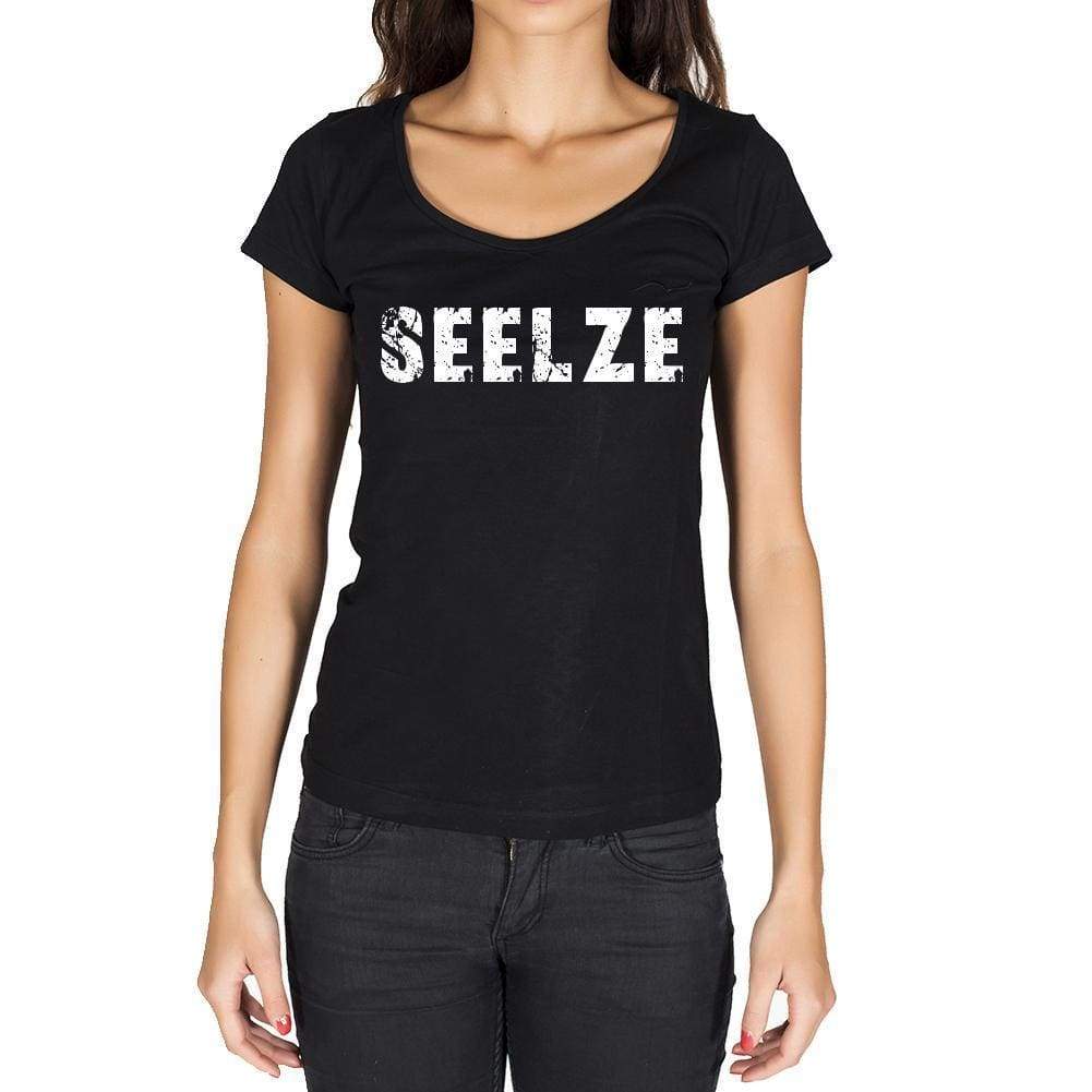 Seelze German Cities Black Womens Short Sleeve Round Neck T-Shirt 00002 - Casual