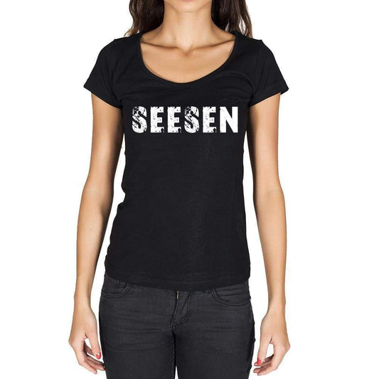 Seesen German Cities Black Womens Short Sleeve Round Neck T-Shirt 00002 - Casual