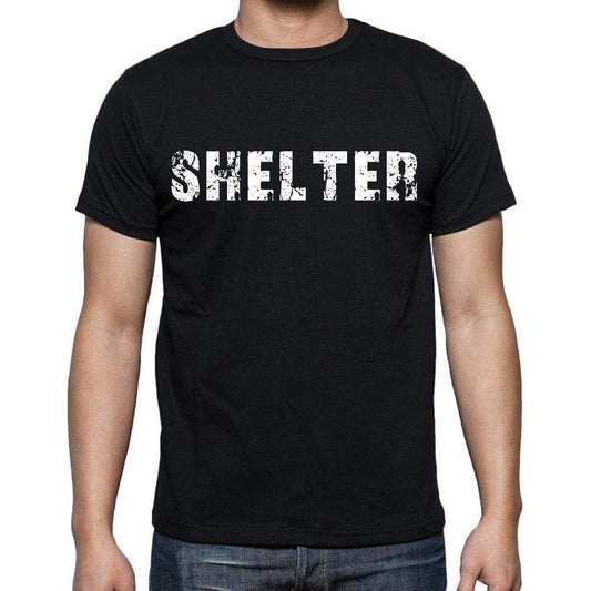 Shelter White Letters Mens Short Sleeve Round Neck T-Shirt 00007