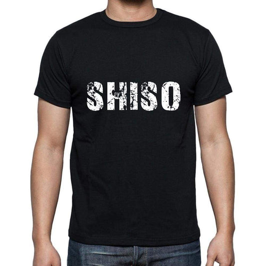 Shiso Mens Short Sleeve Round Neck T-Shirt 5 Letters Black Word 00006 - Casual