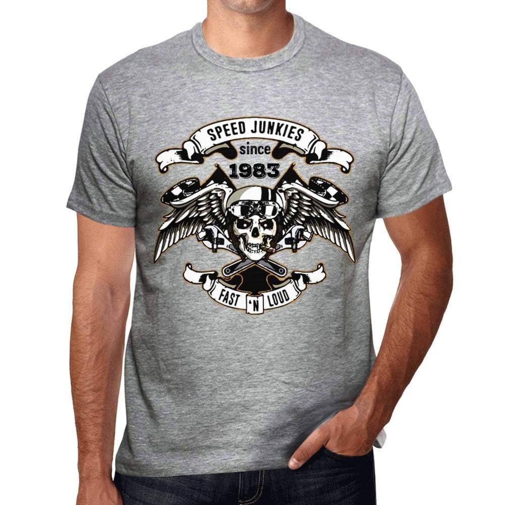 Speed Junkies Since 1983 Mens T-Shirt Grey Birthday Gift 00463 - Grey / S - Casual