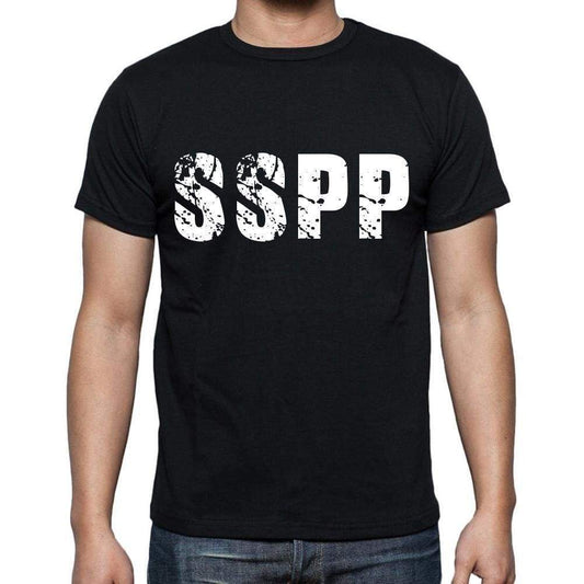 Sspp Mens Short Sleeve Round Neck T-Shirt 4 Letters Black - Casual