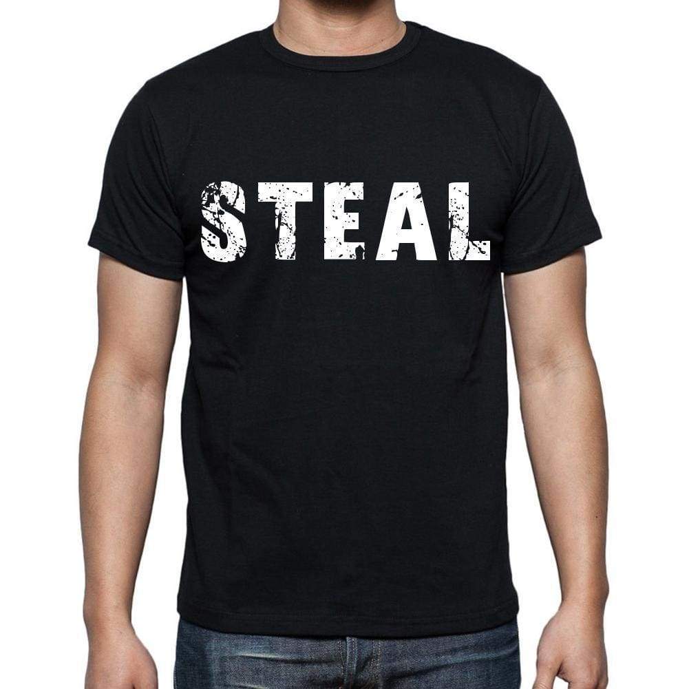 Steal Mens Short Sleeve Round Neck T-Shirt Black T-Shirt En