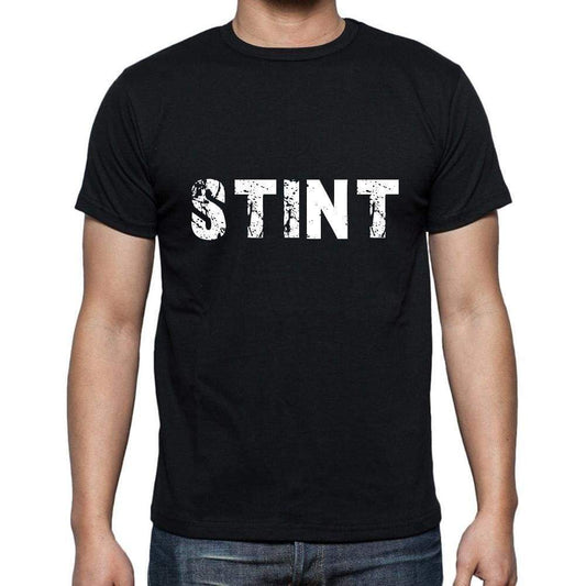 Stint Mens Short Sleeve Round Neck T-Shirt 5 Letters Black Word 00006 - Casual