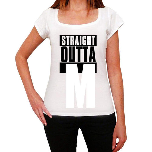 Straight Outta M Womens Short Sleeve Round Neck T-Shirt 00026 - White / Xs - Casual