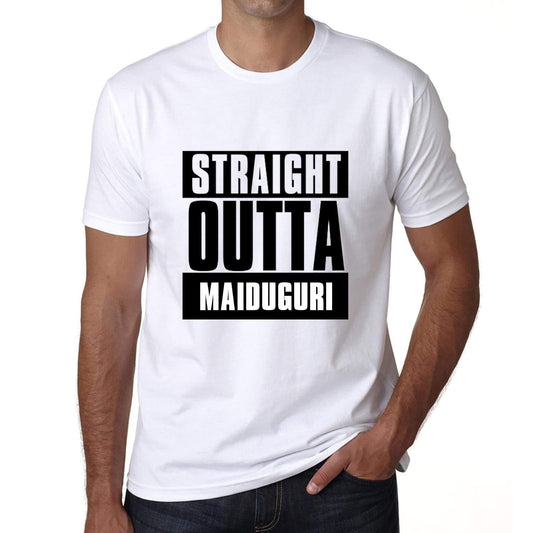 Straight Outta Maiduguri Mens Short Sleeve Round Neck T-Shirt 00027 - White / S - Casual