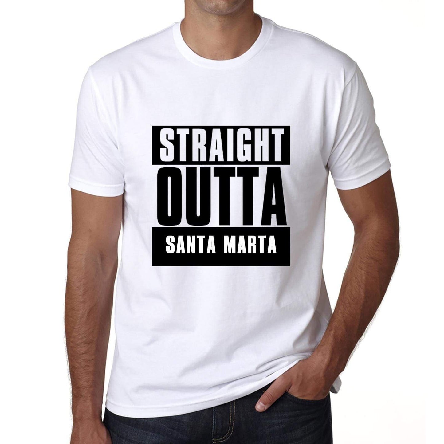 Straight Outta Santa Marta Mens Short Sleeve Round Neck T-Shirt 00027 - White / S - Casual