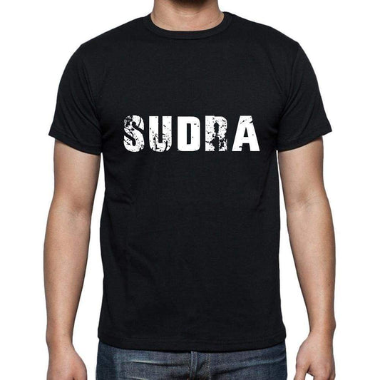 Sudra Mens Short Sleeve Round Neck T-Shirt 5 Letters Black Word 00006 - Casual