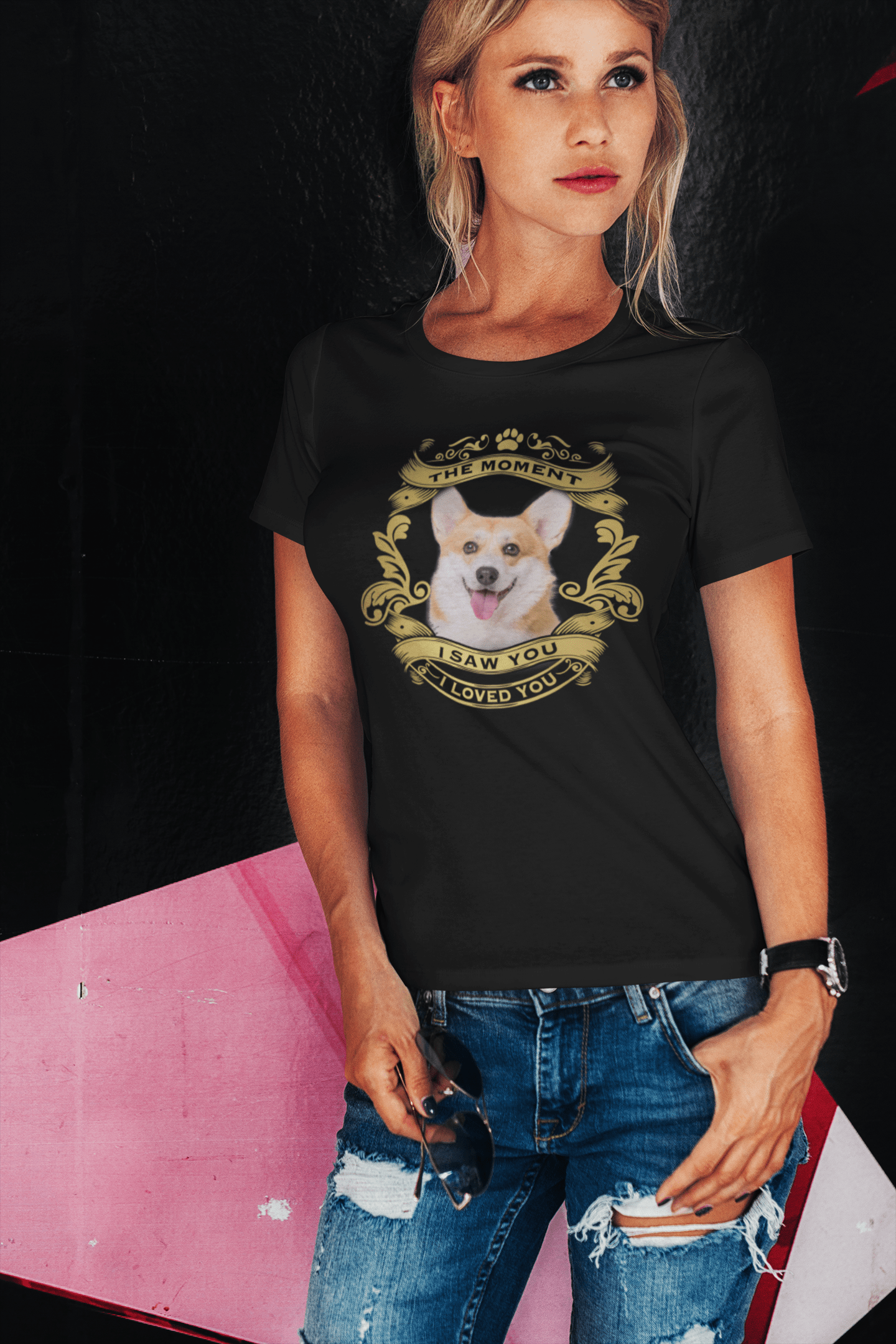 ULTRABASIC Women's Organic T-Shirt Pembroke Welsh Corgi Dog - Moment I Saw You I Loved You Puppy Tee Shirt for Ladies