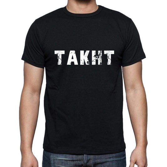 Takht Mens Short Sleeve Round Neck T-Shirt 5 Letters Black Word 00006 - Casual