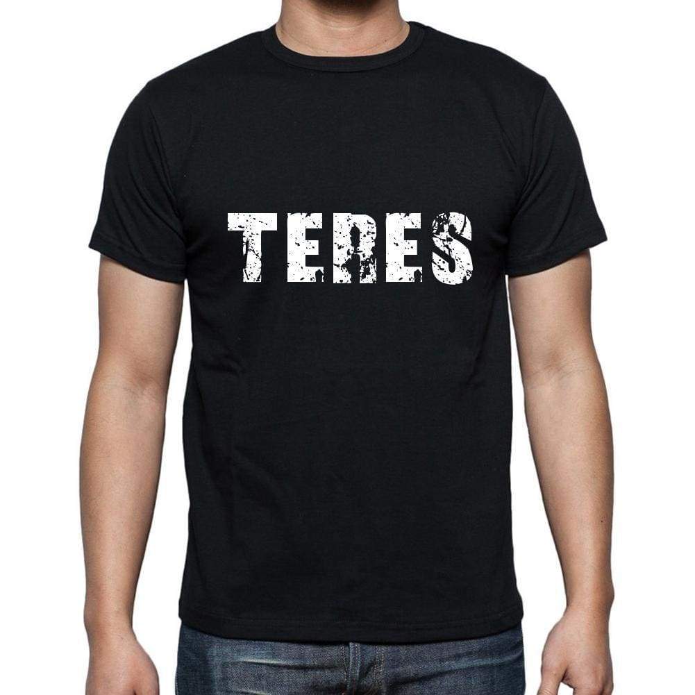 teres Men's Short Sleeve Round Neck T-shirt , 5 letters Black , word 00006 - Ultrabasic