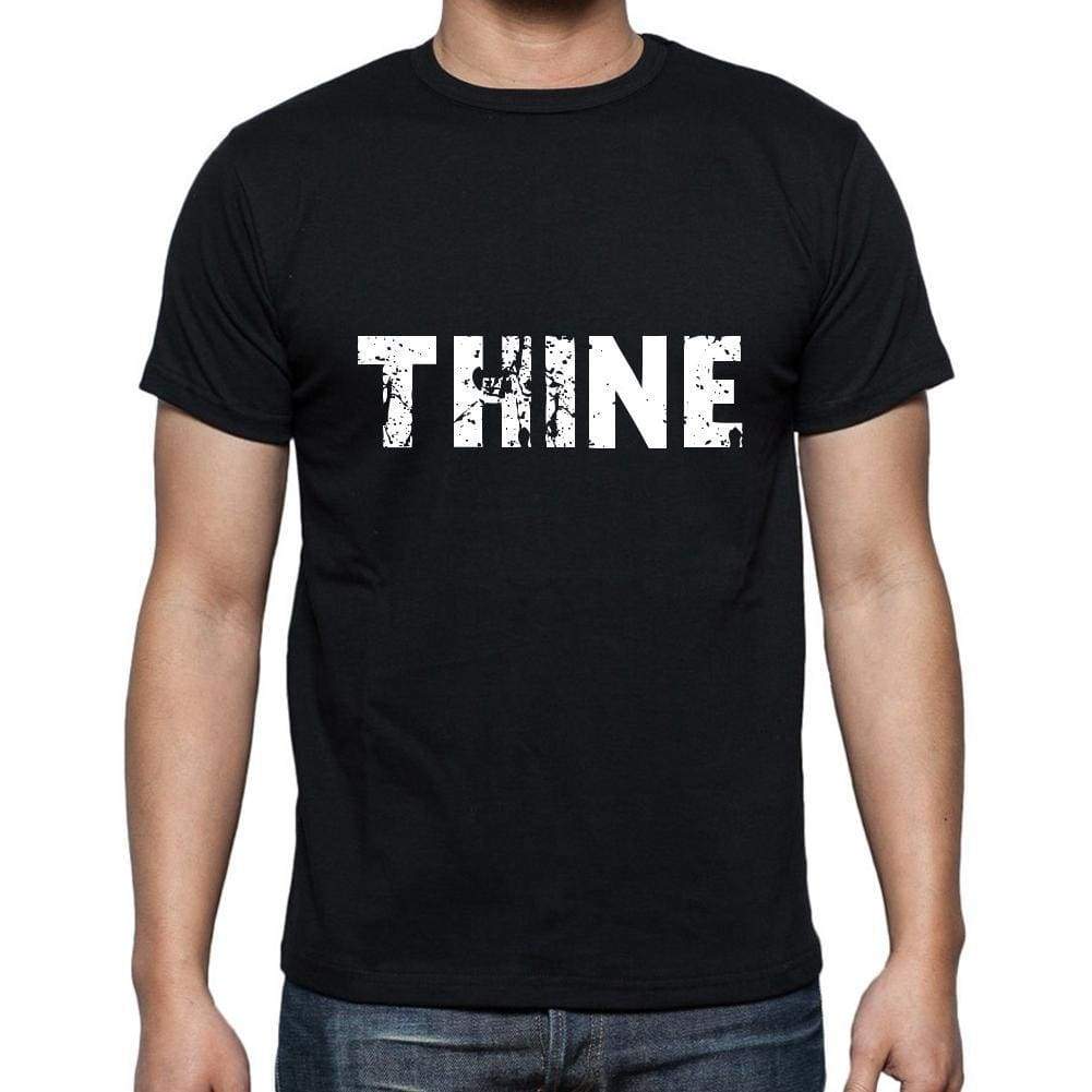 Thine Mens Short Sleeve Round Neck T-Shirt 5 Letters Black Word 00006 - Casual