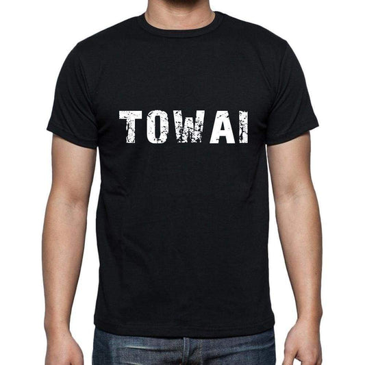 Towai Mens Short Sleeve Round Neck T-Shirt 5 Letters Black Word 00006 - Casual