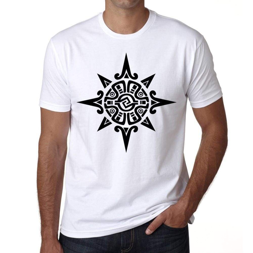 Tribal Sun Tattoo Mens White Tee 100% Cotton 00162