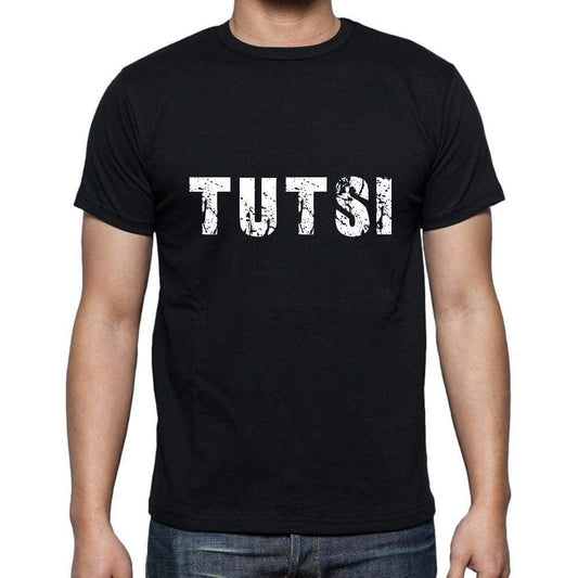 Tutsi Mens Short Sleeve Round Neck T-Shirt 5 Letters Black Word 00006 - Casual