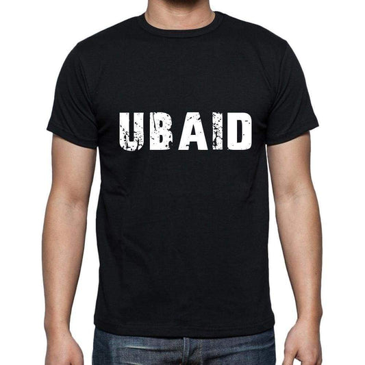 Ubaid Mens Short Sleeve Round Neck T-Shirt 5 Letters Black Word 00006 - Casual