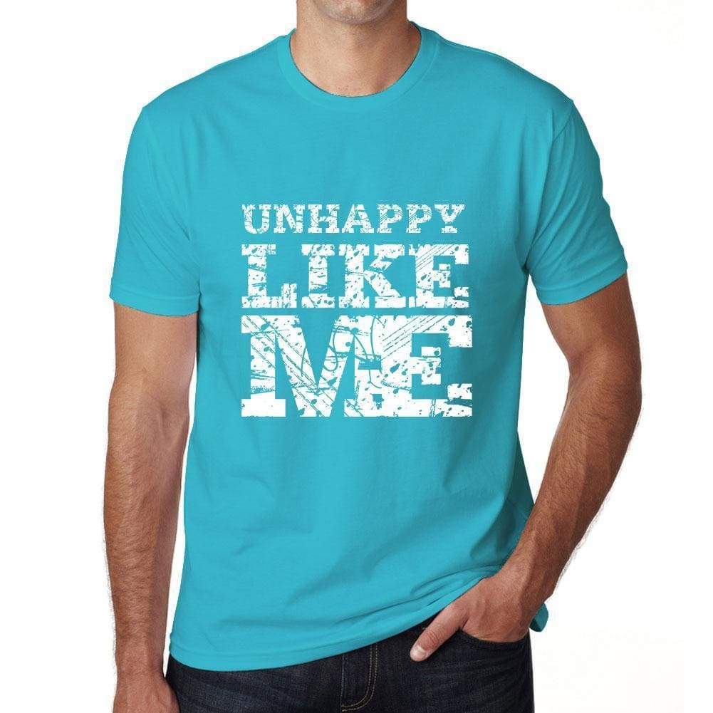 Unhappy Like Me Blue Mens Short Sleeve Round Neck T-Shirt - Blue / S - Casual