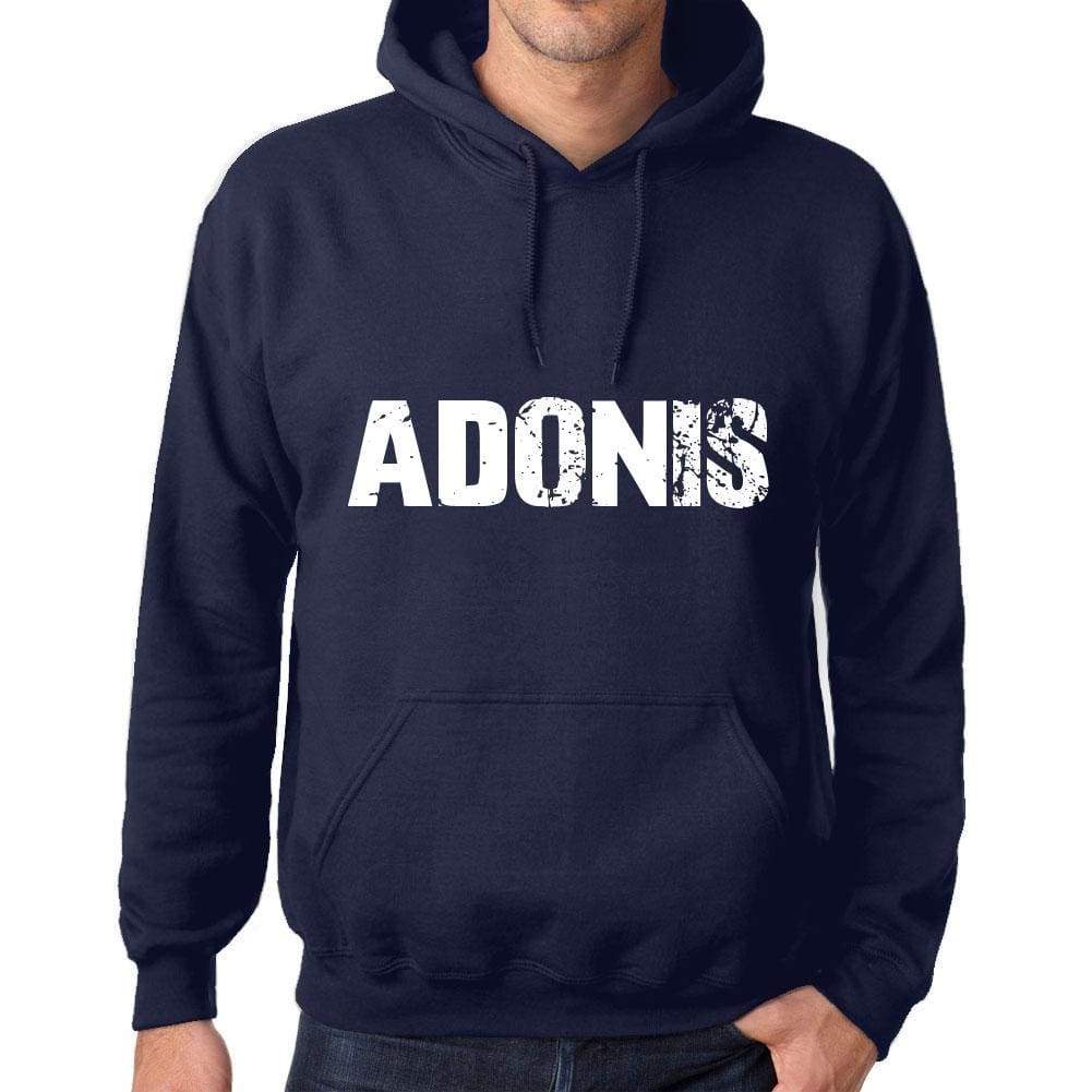 Unisex Printed Graphic Cotton Hoodie Popular Words Adonis French Navy - French Navy / Xs / Cotton - Hoodies