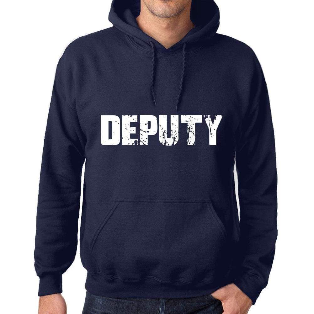 Unisex Printed Graphic Cotton Hoodie Popular Words Deputy French Navy - French Navy / Xs / Cotton - Hoodies