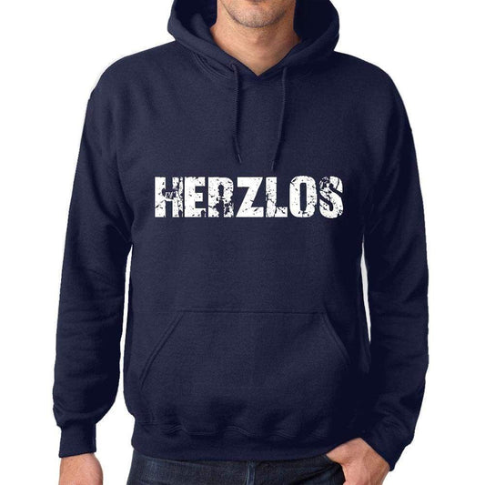 Unisex Printed Graphic Cotton Hoodie Popular Words Herzlos French Navy - French Navy / Xs / Cotton - Hoodies