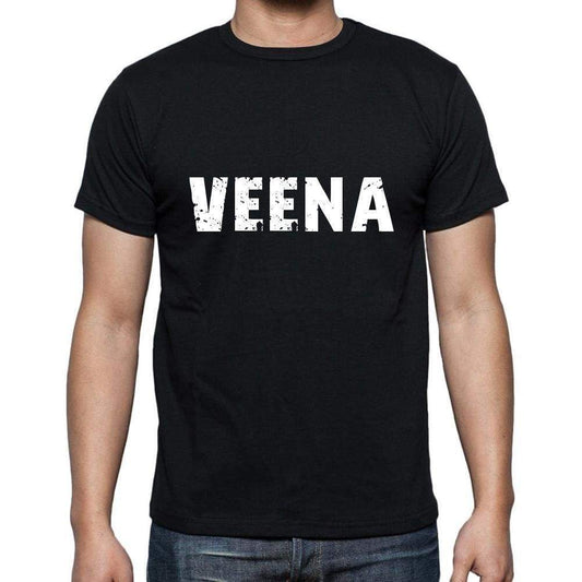 Veena Mens Short Sleeve Round Neck T-Shirt 5 Letters Black Word 00006 - Casual