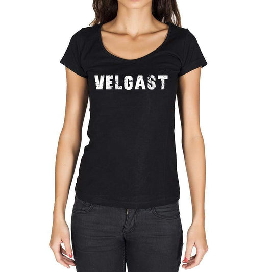 Velgast German Cities Black Womens Short Sleeve Round Neck T-Shirt 00002 - Casual