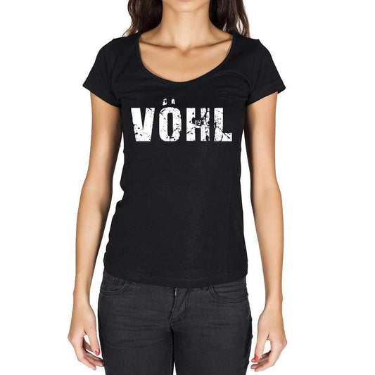 Vöhl German Cities Black Womens Short Sleeve Round Neck T-Shirt 00002 - Casual