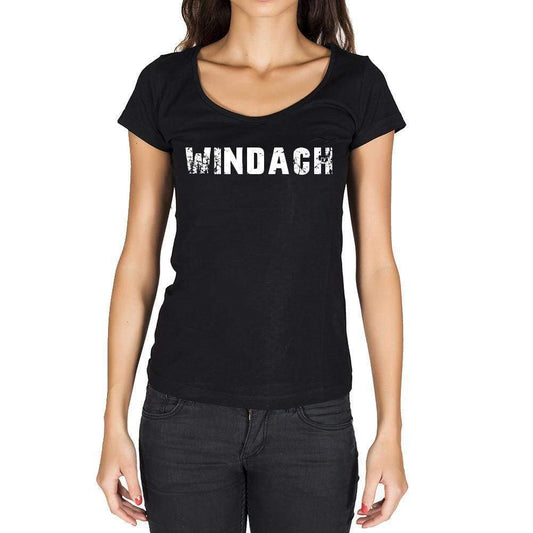 Windach German Cities Black Womens Short Sleeve Round Neck T-Shirt 00002 - Casual