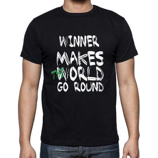 Winner World Goes Arround Mens Short Sleeve Round Neck T-Shirt 00082 - Black / S - Casual